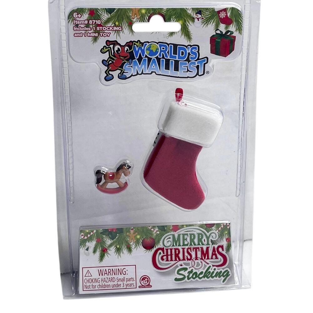 Worlds Smallest Christmas Stocking & Rocking Horse 3" Holiday Mini Toys New